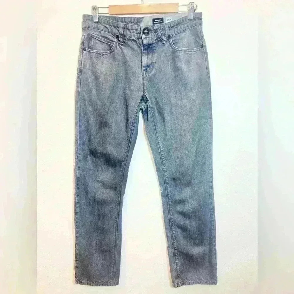 Volcom Men’s Solver Modern Straight Denim Jeans in Dark Gray Size 30